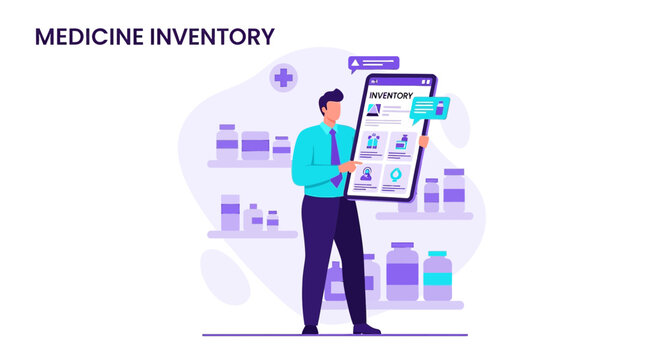 Pharmacist Using Mobile App for Medicine Inventory Management in Pharmacy