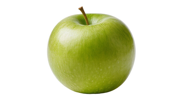 Green Granny Smith Apple with Stem and Subtle Blush