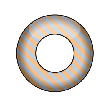 3D Swim Ring Illustration Beige Striped Summer Pool Beach Icon
