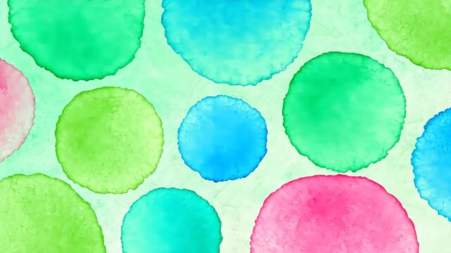 Colorful circular patterns on mint background