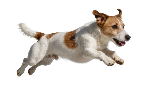 Brown and White Jack Russell Terrier Jumping Mid-Air