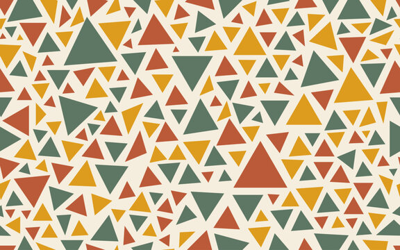 Abstract geometric triangle pattern background with colored shape in retro autumn design art vector