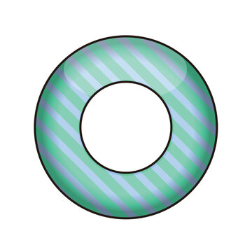 浮き輪202605123D Swim Ring Illustration Mint Green Striped Summer Pool Beach Icon

