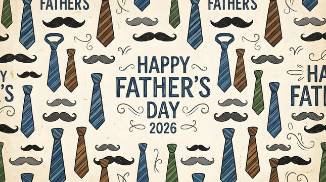 Fathers Day celebration ties and mustaches