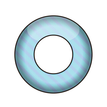 3D Swim Ring Illustration Light Blue Striped Summer Pool Beach Icon


