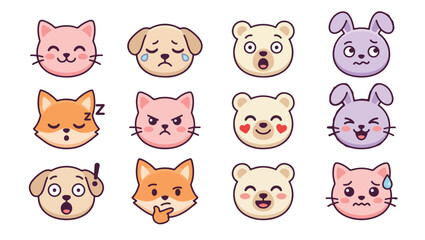 Obraz premium cartoon animal illustrations, with various cute expressions