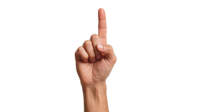 Human hand pointing upwards with index finger