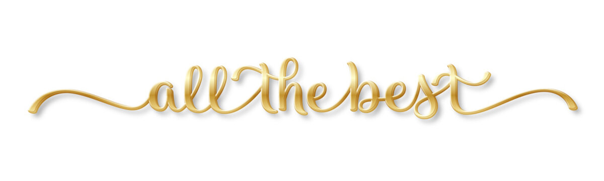 ALL THE BEST gold brush lettering on transparent background