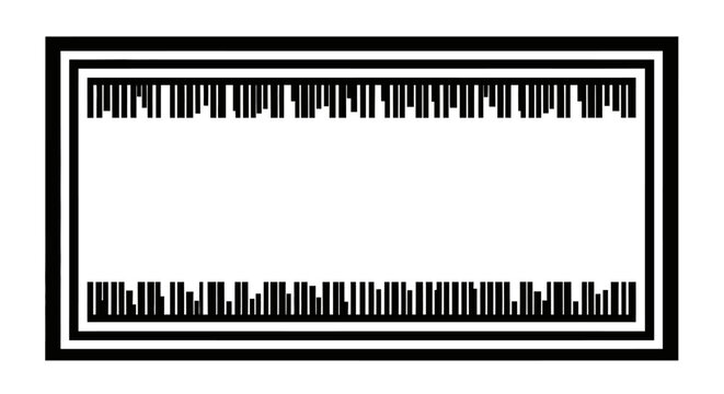 Abstract Black and White Border Frame Design with Stylized Piano Key Patterns and Copy Space