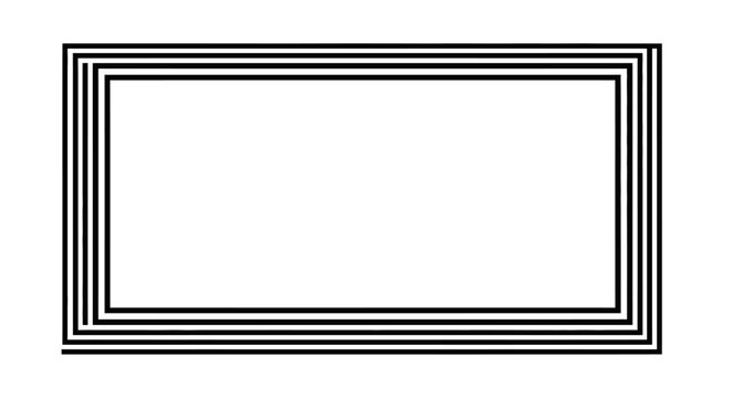 Minimalist Black and White Geometric Rectangular Frame with Concentric Lines Border