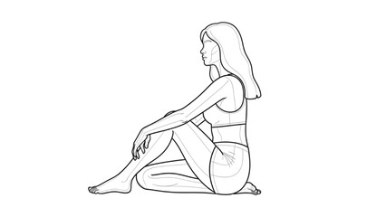 Obraz premium A 2D CAD illustration of a woman sitting in a relaxed pose on floor