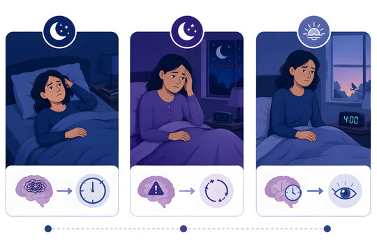 Insomnia types sleep difficulties illustration