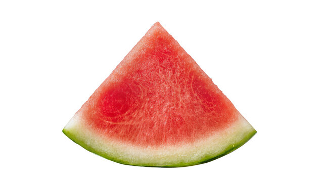 Juicy red watermelon wedge with green rind and seeds