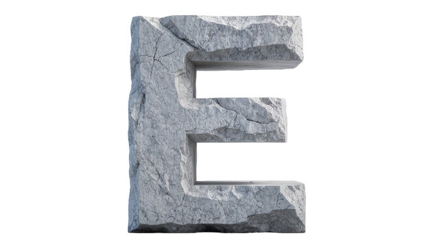 Rough Stone Letter E with Cracks and Textured Surface
