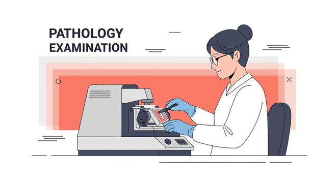 Pathology Examination: Scientist Prepares Tissue Sample on Microtome in Laboratory