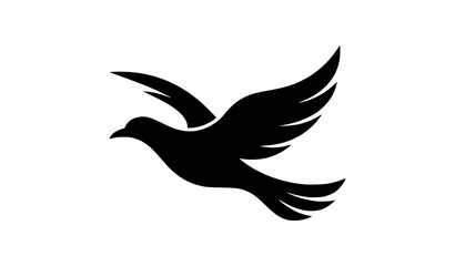 Minimalist flying bird silhouette, soaring eagle or swallow icon, freedom nature symbol. © Boloram