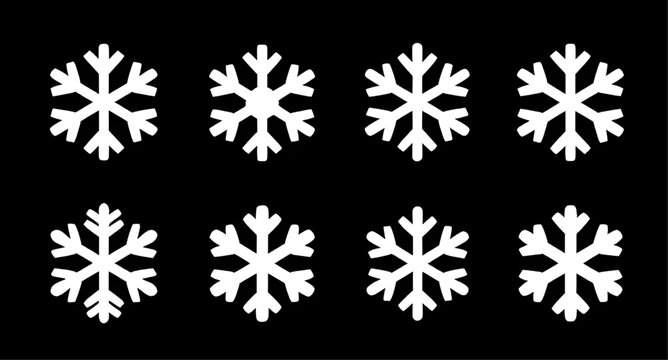 snowflake, black, silhouette, winter, isolated, simple, stylized, decorative, icon, frost, cold, crystal, seasonal, graphic, vector, minimal, pattern