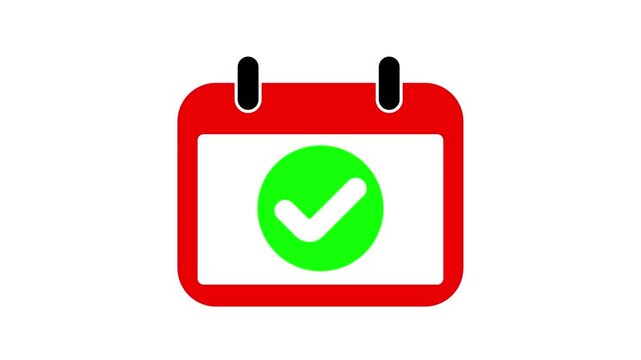 animation of calendar icon with check mark sign.