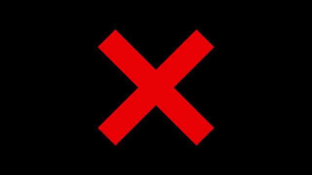 Red Cross Mark Animation on Alpha Channel Background transparent background 4K Video