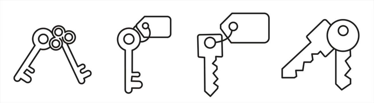 Vintage access key line icon for apps and websites, eps10 on white background, vector illustration.

