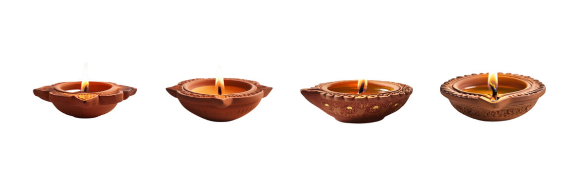  ingle Flame Diya on transparent background