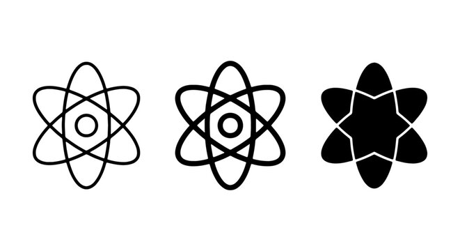 Atomic Structure Icons, Science Symbol Vector Graphics, Molecular Model Icons, Physics Element Icons