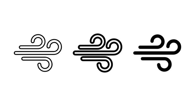 Wind Icons, Air Flow Symbols, Breeze Graphics, Weather Elements, Nature Vector Art