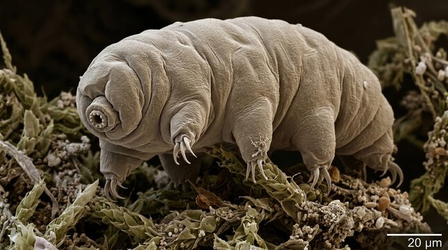 Microscopic View of Water Bear Milnesium Tardigradum External Morphology and Sharp Claws for Extremophile Adaptation