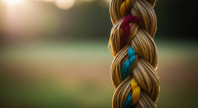 braided sweetgrass macro close up with natural woven texture and traditional indigenous craft detail. Suitable for cultural heritage and botanical themes