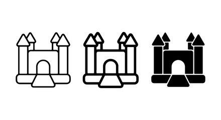Bouncy Castle Icons: Outline, Filled, Silhouette Vector Graphics for Playful Events © Mobarak