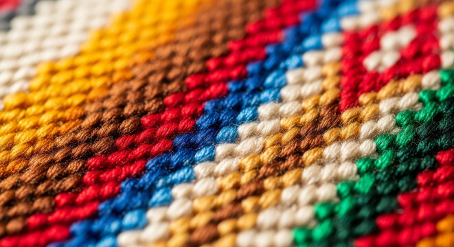 traditional metis sash texture colorful woven fabric pattern with cultural heritage craftsmanship. Suitable for textile backgrounds and historical culture themes
