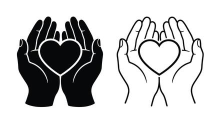 Fototapeta premium cupped hands holding heart silhouette high quality professional