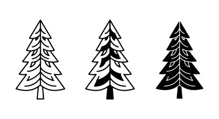Christmas Tree Icons, Evergreen Pine Vector Set, Winter Holiday Decorative Elements © Fahima