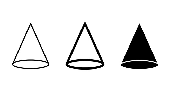 Geometric Cone Shapes, 3D Forms, Vector Icons, Basic Shapes, Mathematical Objects