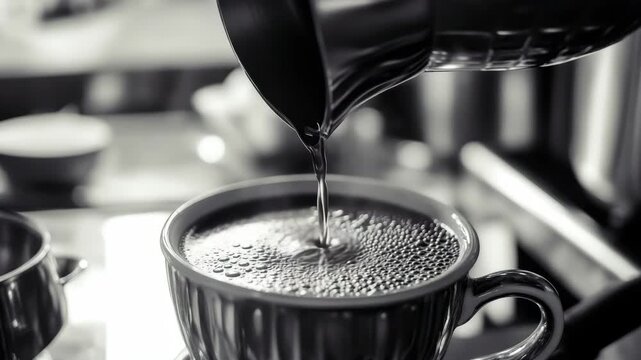 Black and white of coffee extraction