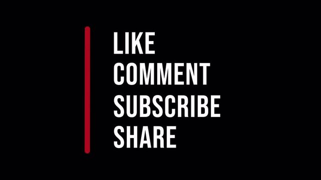 Subscribe Button Text Animation with Like Comment and Share Social Media Call to Action 4k video animation seamless loop