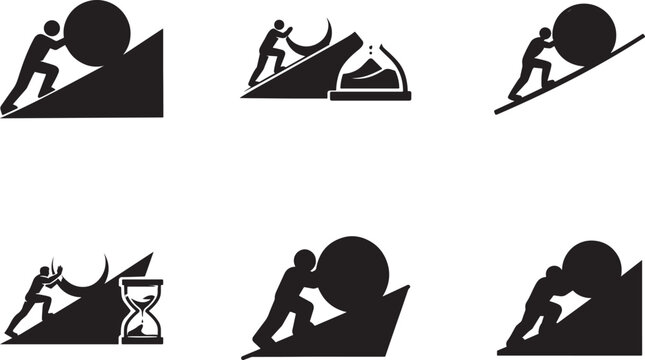 Tenacity icon set in multiple styles. Persistence, determination and motivation vector pack.