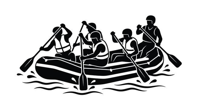 raft with people silhouette high quality professional detailed