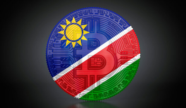 Namibia - cryptocurrency bitcoin with national flag - 3D illustration