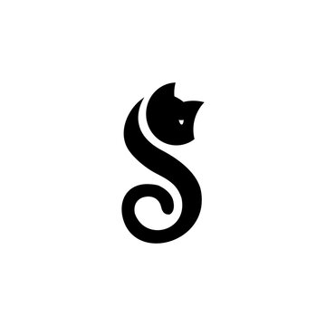 Vector graphic of the initial S logo combined with a cat's head. This vector is perfect for company logos, pet shop t-shirt designs, templates, stickers, wallpapers, and branding, etc.