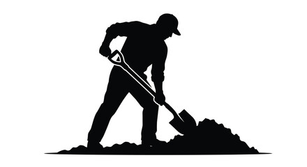 man digging with shovel silhouette high quality professional © asma