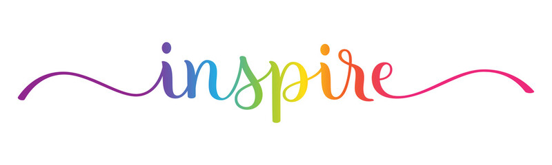 Naklejka premium INSPIRE colorful brush lettering banner on transparent background
