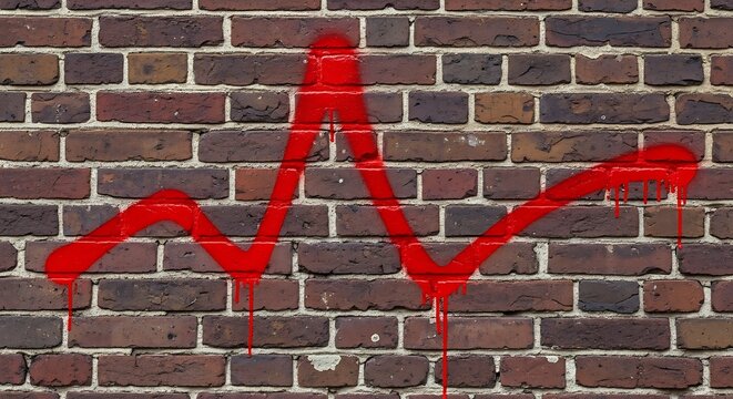 Red graph on brick wall