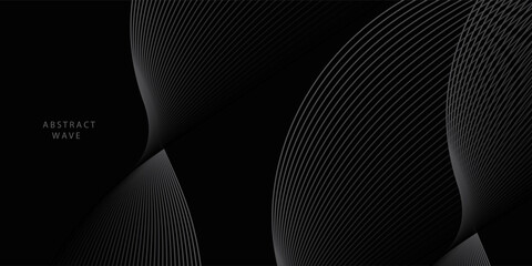Abstract Dark Grey Wave Lines Background with Elegant Curved Mesh © roihan