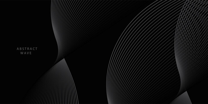 Abstract Dark Grey Wave Lines Background with Elegant Curved Mesh