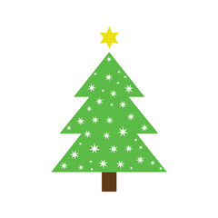 Fototapeta premium Christmas Tree Vector Icon Colorful Flat Holiday Decoration Tree Sticker Illustration