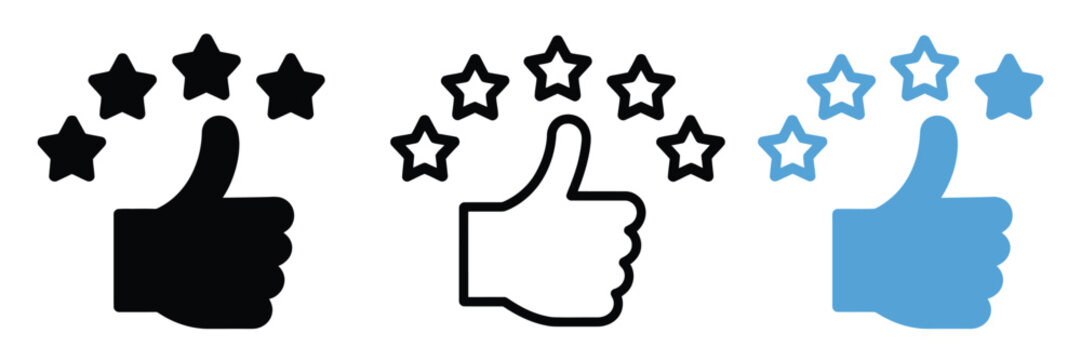 Customer review and satisfaction vector illustration featuring five star rating, positive feedback, and quality service evaluation design elements