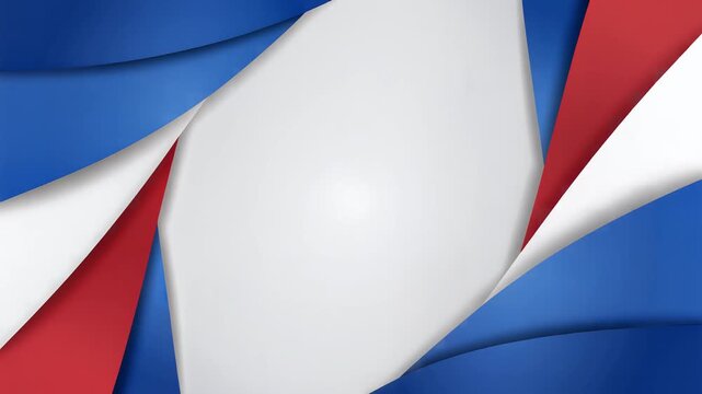Dynamic Red, White, and Blue Abstract Waves Motion Background, Rippling Layers with Subtle Gradient Luminance for Corporate Presentations, symbolizing professionalism, creativity