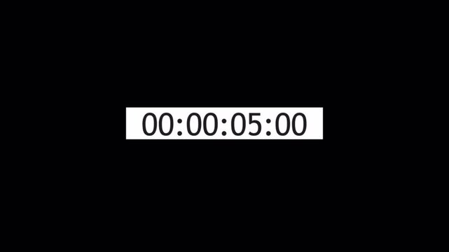 one minute countdown timer animation with digital clock display for video editing production stopwatch overlay and cinematic timer screen on alpha background
