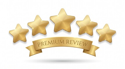 Fototapeta premium Premium Five-Star Rating Illustration Isolated on White Background